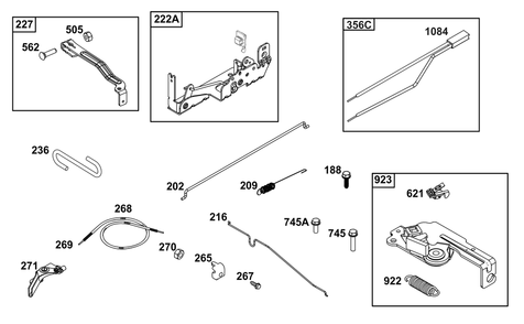 Controls Group Diagram and Parts List for 104M02-0089-H5 100000 - 19Z999 Briggs and Stratton Engine